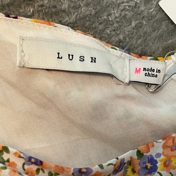 Lush Women Colorful Ditzy Floral Fairy Bloomcore Asymmetrical Mini Dress M NWT - Picture 9 of 13